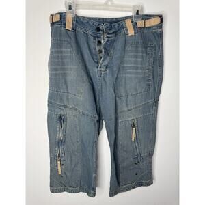 Southern Jean Shorts Men’s Size 38 Denim Jorts Adjustable Waist Y2K Fit 6 Pocket